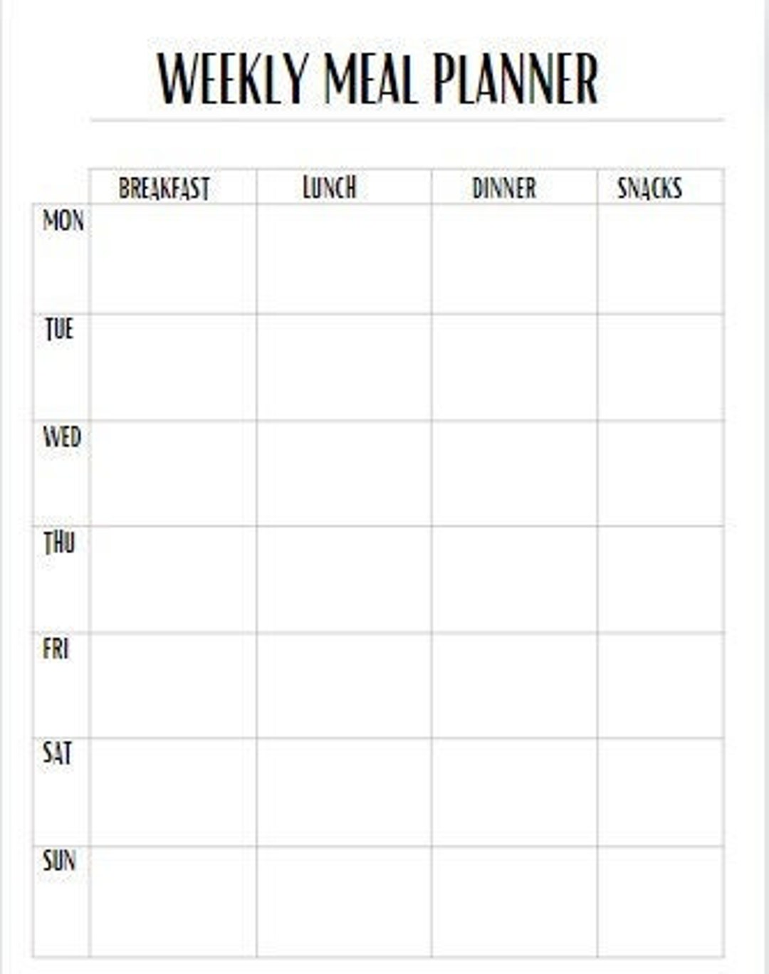 Weekly Meal Planner Printable Template Etsy Weekly Meal Planner Printable Template Etsy