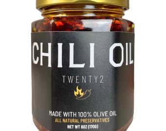 Twenty2 Chili Oil, ganz natürliches scharfes Öl mit knusprigem Knoblauch 100% OLIVENÖL (6 Unzen)