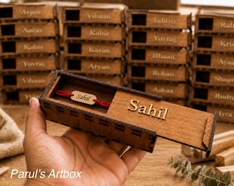 Wooden  Customized Name  Box And Name Rakhi