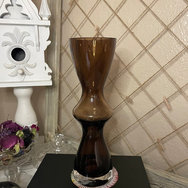 Brown Glass Vase Etsy