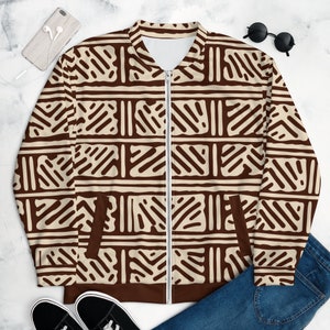 Bogolan/Mudcloth Unisex Bomber Jacket, African Print