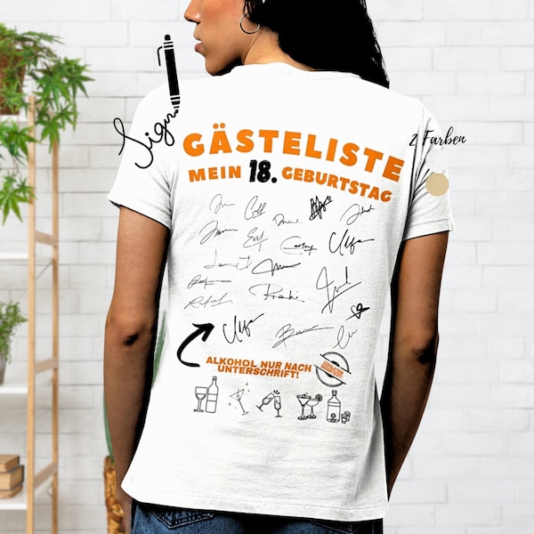 T-Shirt 18. Geburtstag Rückendruck Unterschriften Shirt Lustiges TShirt Geschenkidee T shirt Geburtstag Geschenk Shirt Jungen Shirt Mädchen