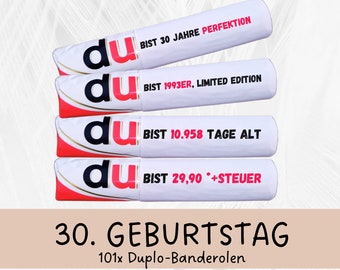 Duplo Banderolen 30. Geburtstag, Download 101 Duplo Vorlagen,30. Geburtstag 30 DIY, Geschenk zum 30 Geburtstag,30ter Geburtstag 30ter Geb.