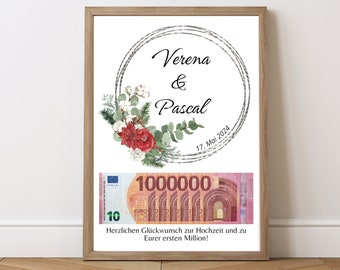 Wedding gift personalized first million money gift for newlyweds wedding gift money DIY gift digital template download