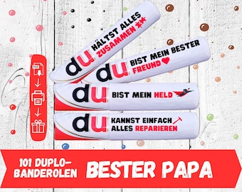 Duplo Banderolen Papa, Duplo Vorlagen, Vatertag, bester Papa, Download Duplo Du Botschaft DIY, Geschenk personalisiert Papa, Dad Geschenk