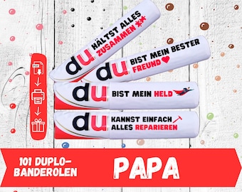Duplo Banderolen Papa, Duplo Vorlagen, Vatertag, bester Papa, Download Duplo Du Botschaft DIY, Geschenk personalisiert Papa, Dad Geschenk