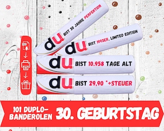 Duplo Banderolen 30. Geburtstag, Download 101 Duplo Vorlagen,30. Geburtstag 30 DIY, Geschenk zum 30 Geburtstag,30ter Geburtstag 30ter Geb.