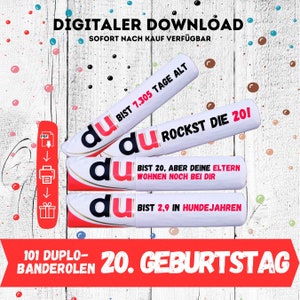 Duplo banderoles 20th birthday, download 101 Duplo templates, 20th birthday 20 DIY, gift for 20th birthday, 20th birthday 20th birthday.