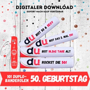 Duplo Banderolen 50 Geburtstag, Duplo Vorlagen, 50 DIY, Download 101 Banderolen, Geschenk zum 50 Geburtstag,50 Geburtstagsgeschenk, 50. Geb.