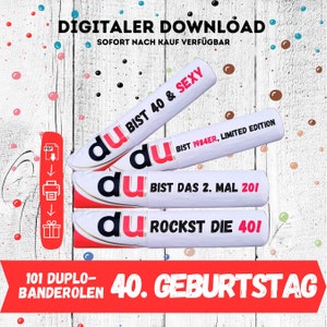 Banderolas Duplo 40 cumpleaños, plantillas Duplo, 40 cumpleaños DIY, descargar 101 banderolas, regalo para 40 cumpleaños, regalo de 40 cumpleaños, 40 cumpleaños.