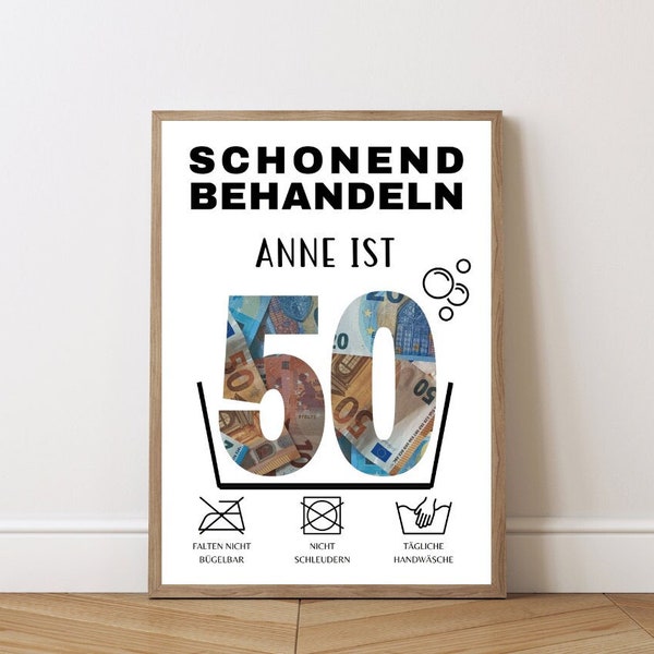 Money gift 50th birthday template DIY gift for birthday Money gift for 50th birthday Money gift print out birthday template