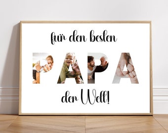 Geschenk Papa Fotocollage Vater Fotorahmen personalisiertes Geschenk Papa Rahmen Vatertag Collage bester Papa Vatertagsgeschenk Dad DINA4
