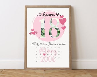 Money Gift 18th Birthday Template DIY Birthday Gift Money Gift for 18th Birthday Money Gift to Print Download 18th Birthday