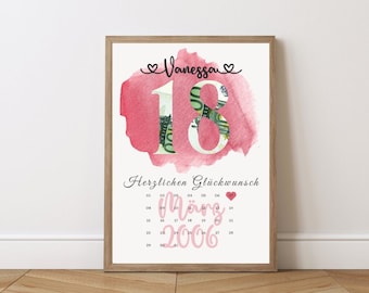 Money Gift 18th Birthday Template DIY Gift for Birthday Money Gift for 18th Birthday Money Gift to Print Download 18th Birthday