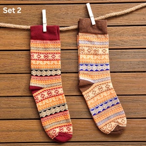 Socken Set Hygge Socken Norweger Strümpfe Winter Socken Strick Socken Kuschel Socken warme Kuschelsocken Damen Socken Herren Baumwolle Socke Bild 3