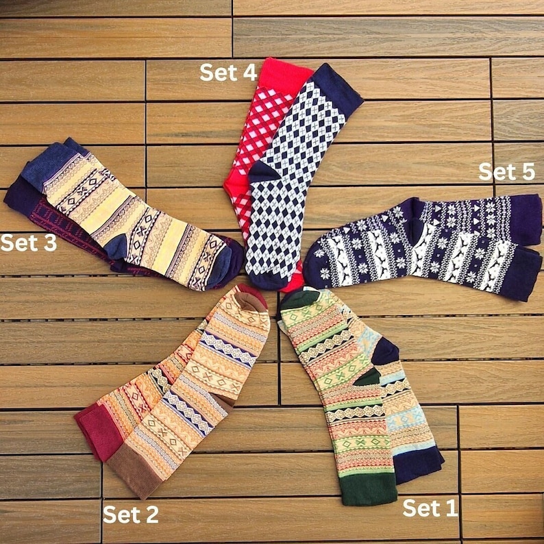 Socken Set Hygge Socken Norweger Strümpfe Winter Socken Strick Socken Kuschel Socken warme Kuschelsocken Damen Socken Herren Baumwolle Socke Bild 1