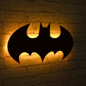 Bat Led Sign - Led Wall Decor - Handmade Custom Led Sign - Bat Wall Decor - Comics Led Decor - Wood Decor - Bat Sign - Bat Yellow Led Light