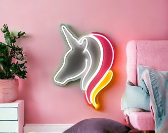 Unicorn Neon Sign | Girls Bedroom Decor | Rainbow LED Wall Light