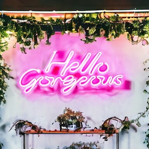 Hello Gorgeous Neon Sign Wall Decor - Custom Handmade Neon - Hello Gorgeous Led - Hello Gorgeous Wall Decor - Hello Gorgeous Pink Neon Art
