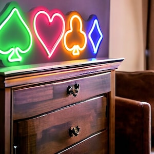 Gambler Poker Neon Sign: Handmade Playing Cards LED Wall Decor - Poker Room Modern Light