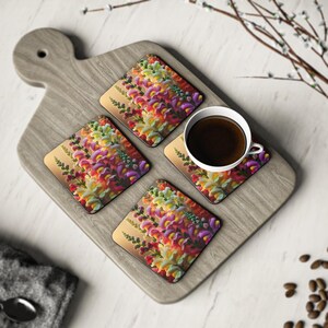 Floral Snapdragons Coasters, Drink Coasters, Botanical Kitchen Decor, Set of 4, Hostess Gift, Housewarming Present