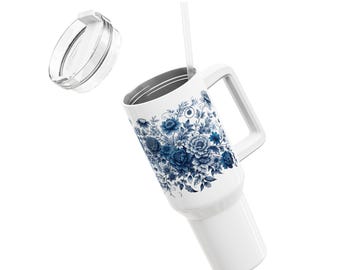 113 cl tumbler - blå blommönster