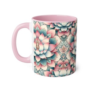 Taza de café con flor de loto: taza de té zen de cerámica, artículos botánicos