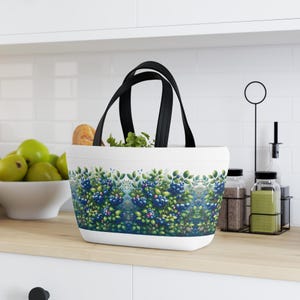 Blueberries Lunch Bag, Insulated Tote for Work, School, Picnics, Reusable Lunchbox, Food Storage Bag