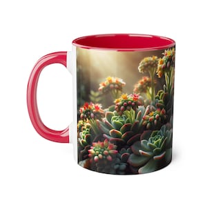 Succulent Mug, Echeveria Plant Coffee Cup, Gardening Gift, Botanical Tea Mug, Plant Lover Present, Cactus Ceramic Mug