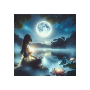 Square Magnet - Serene Moonlight, Tranquil Night Sky Fridge Magnet, Celestial Home Decor, Gift for Nature Lovers, Lunar Eclipse Magnet,