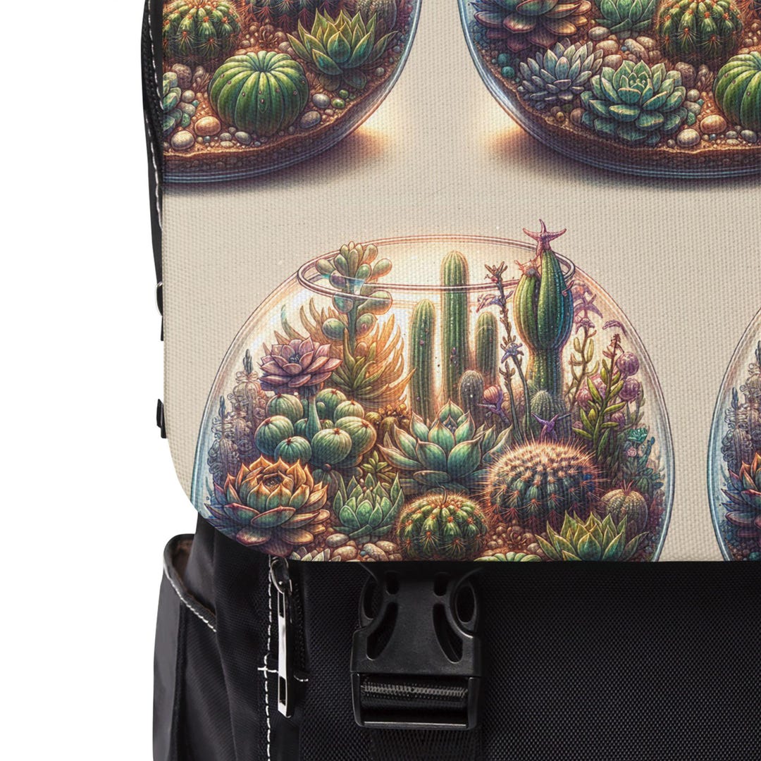 Cactus Rucksack Cactus Terrarium Canvas Backpack: Unisex Sling Bag, Nature Lover Gift ...
