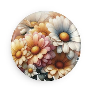 Floral Button Magnet - Round Decorative Magnets for Home and Office