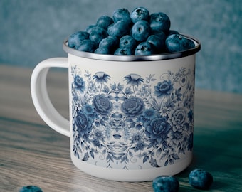 Camping  Mug - Blue Floral Design