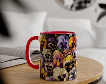 Vibrant Floral Accent Mug, Colorful Coffee Cup, Flower Design, Nature Lover Gift, Ideal for Birthdays, Relaxing Mornings, Home Decor