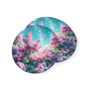 Lilac Coasters, Floral Coasters, Purple Lilac Drink Coasters, Home Decor, Kitchen Decor, Housewarming Gift
