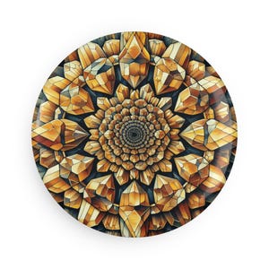 Citrine Floral Button Magnet: Vintage-Inspired Home & Office Decor