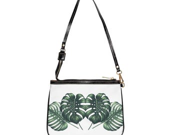 Monstera Leaves Print Small Shoulder Bag