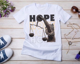 Hope Tshirt, Geschenk T-Shirt, religiöses T-Shirt, inspirierendes T-Shirt, Vintage-Stil T-Shirt, T-Shirt mit Waage, Hoffnungs-T-Shirt, Retro-T-Shirt