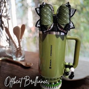Tumbler Bow Topper, strostrik Tumbler Topper, gepersonaliseerde strik voor Stanley Quencher, Yeti Bow, Bow, Brumate Bow, Meoky Bow, Hairbow