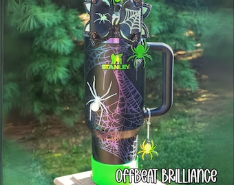 Engraved Stanley Tumbler, Stanley Web Glow, Custom Web Glow Stanley Cup, Halloween Engraved Quencher Tumbler, Spider Stanley Tumbler Cup