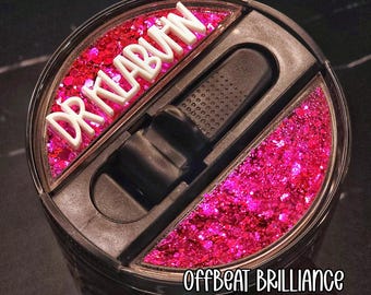 ProTour Stanley Name Plate, Glitter Shaker Stanley Flip Top Name Topper, Stanley Cup Accessories, Stanley ProTour Glitter Name Plate, Custom