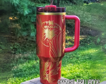 Engraved Stanley Tumbler, Custom Koi Fish Stanley Cup, Engraved Lilypad Quencher Tumbler, Lotus Stanley Tumbler Cup, Custom Engraved Tumbler