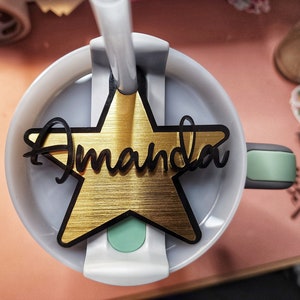 Stanley Name Plates Lid Toppers Star Accessories Personalized Tumbler Tag Stanley Name Plate for H2.0 Name Tag For Lid