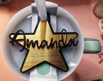 Stanley Name Plates Lid Toppers Star Accessories Personalized Tumbler Tag Stanley Name Plate for H2.0 Name Tag For Lid