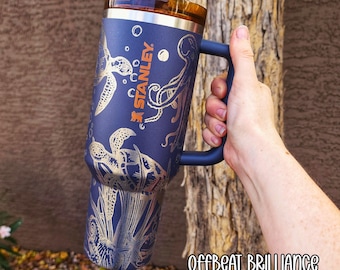 Engraved Stanley Tumbler, Custom Sea Turtle Stanley Cup, Engraved Octopus Quencher Tumbler, Ocean Stanley, Underwater Fish Engraved Stanley