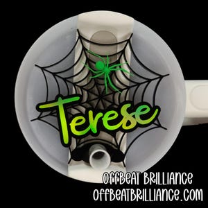 Halloween Spider Stanley Name Plate, Stanley Web Glow Accessories, Web Tumbler Bow, Spider Straw Charm, Spider Straw Topper, Halloween Cup