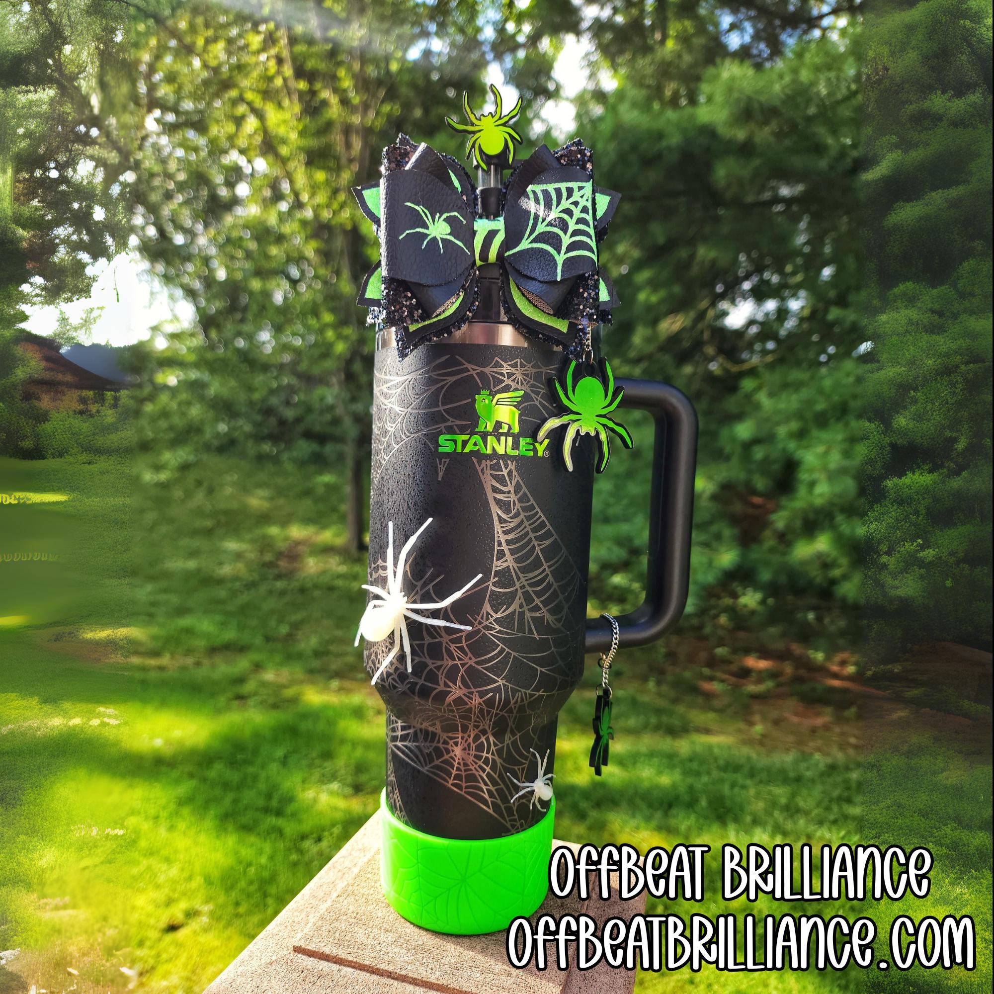 Engraved Stanley Tumbler, Custom Web Glow Stanley Cup, Halloween  display picture 1