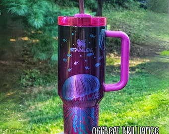 Engraved Stanley Tumbler, Custom Jellyfish Stanley Cup, Engraved Under the Sea Quencher Tumbler, Fish Stanley, Jellyfish, Ocean, Beach, Fish