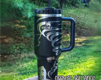 Engraved Stanley Tumbler, Custom Tornado Stanley Cup, Tornado Chaser Quencher Tumbler, Weather Tumbler, Cow, Barn, Windmill, Doppler Radar