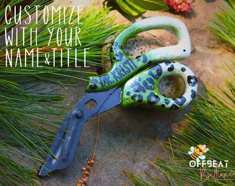 Custom Medical Trauma Shears, Glitter Leopard, EMT EMS Medic Student Nurse Wound First Aid Scissor, Personalized Shears, Custom Medical Gift